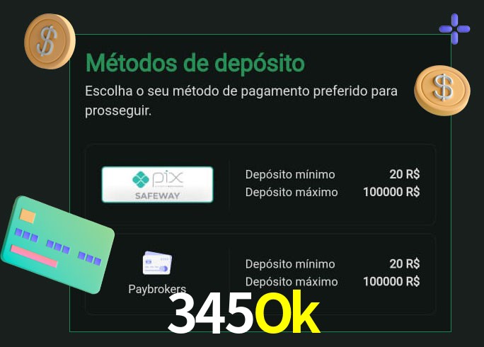 O cassino 345Ok oferece uma grande variedade de métodos de pagamento